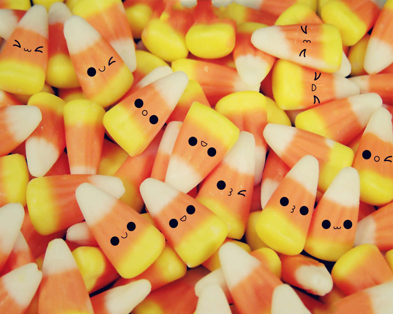 Cute Halloween Candies Light Colors Background