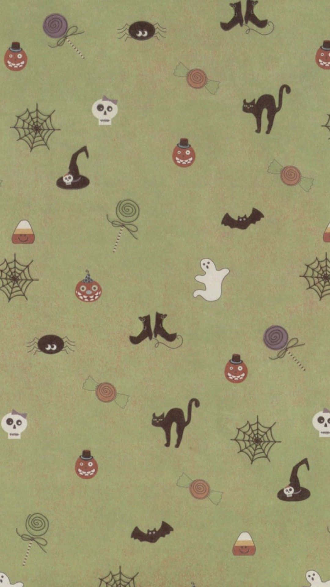 Cute Halloween Icons Pattern Background