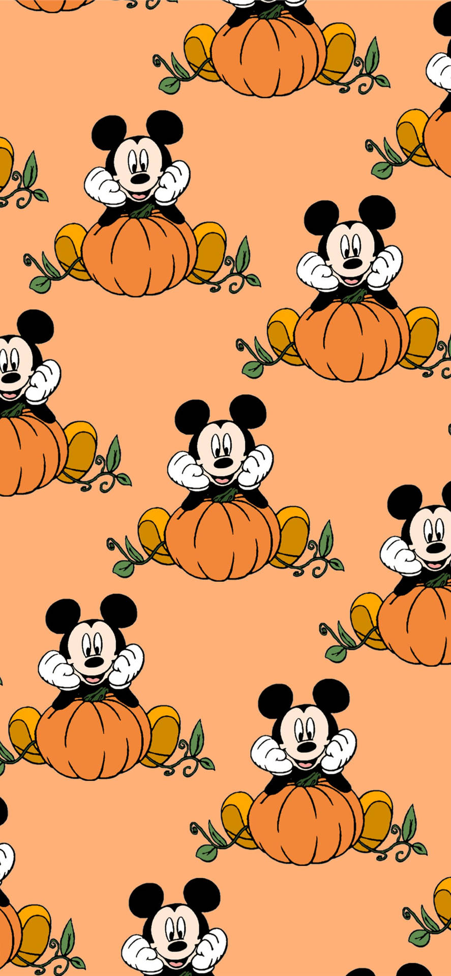 Cute Halloween Iphone Mickey Mouse And Pumpkin Background