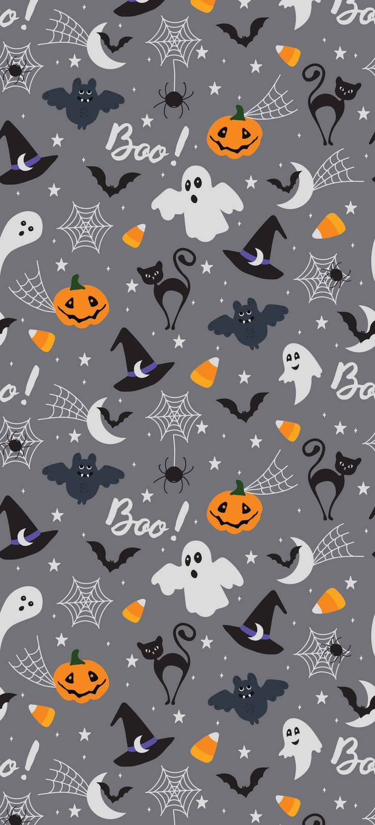 Cute Halloween Iphone Pattern In Gray Background
