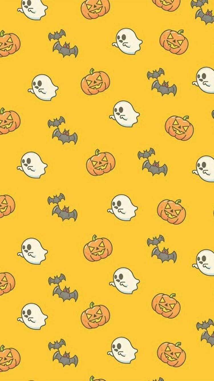 Cute Halloween Iphone Yellow Pattern Background