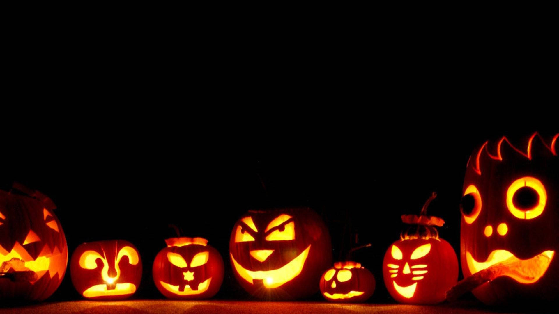 Cute Halloween Pumpkin Lanterns Background