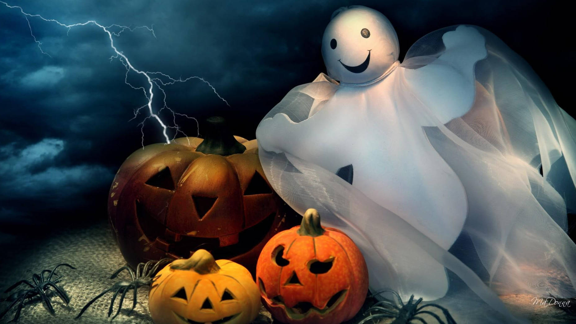 Cute Halloween White Ghost Background