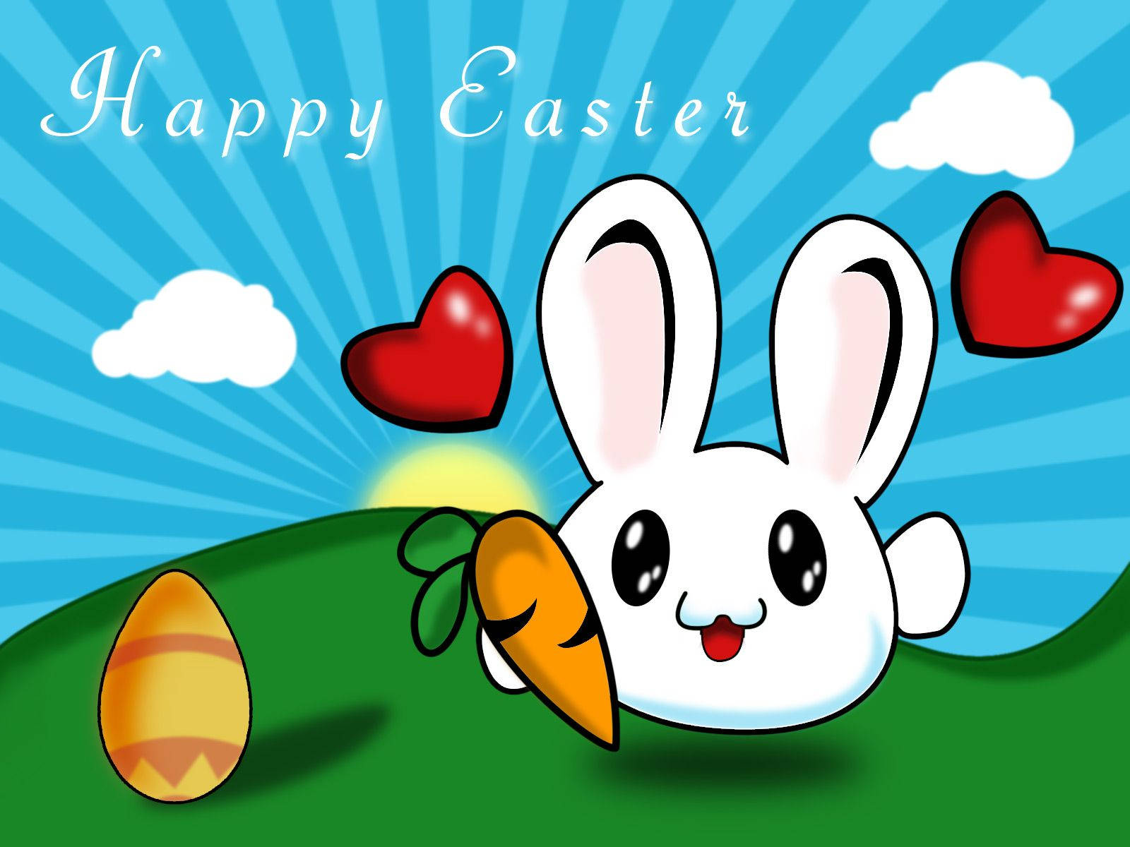 Cute Happy Easter Cartoon Background