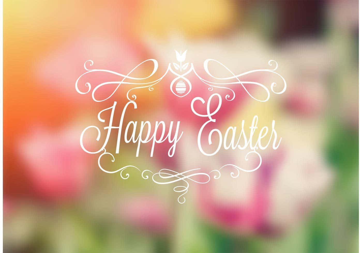 Cute Happy Easter Tulips Background