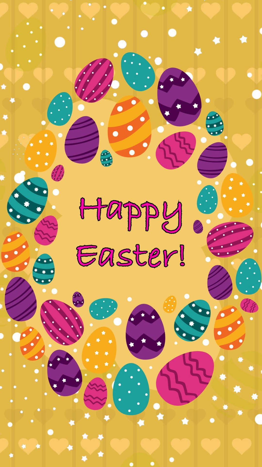 Cute Happy Easter Yellow Card Background