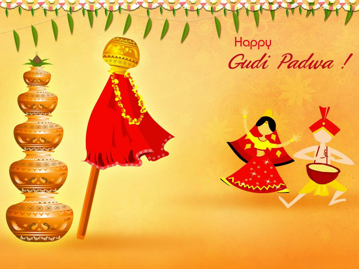 Cute Happy Gudi Padwa Banner Background