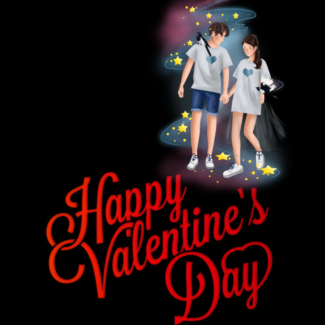 Cute Happy Valentine Day Anime Art Background