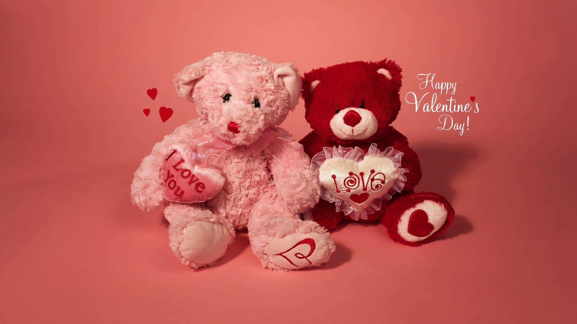 Cute Happy Valentine Day Bears Background