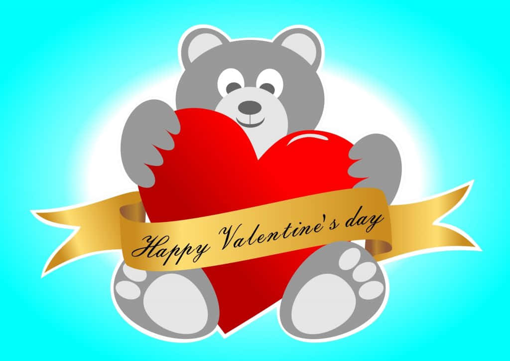 Cute Happy Valentine Day Cartoon Bear Background