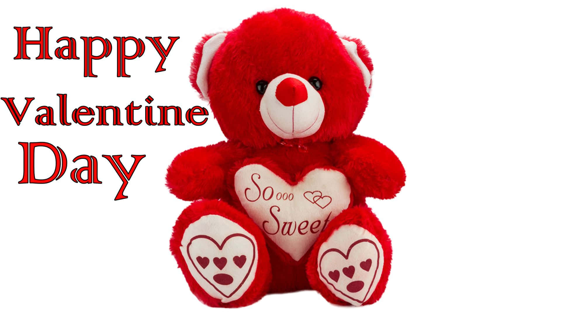 Cute Happy Valentine Day Red Bear Background