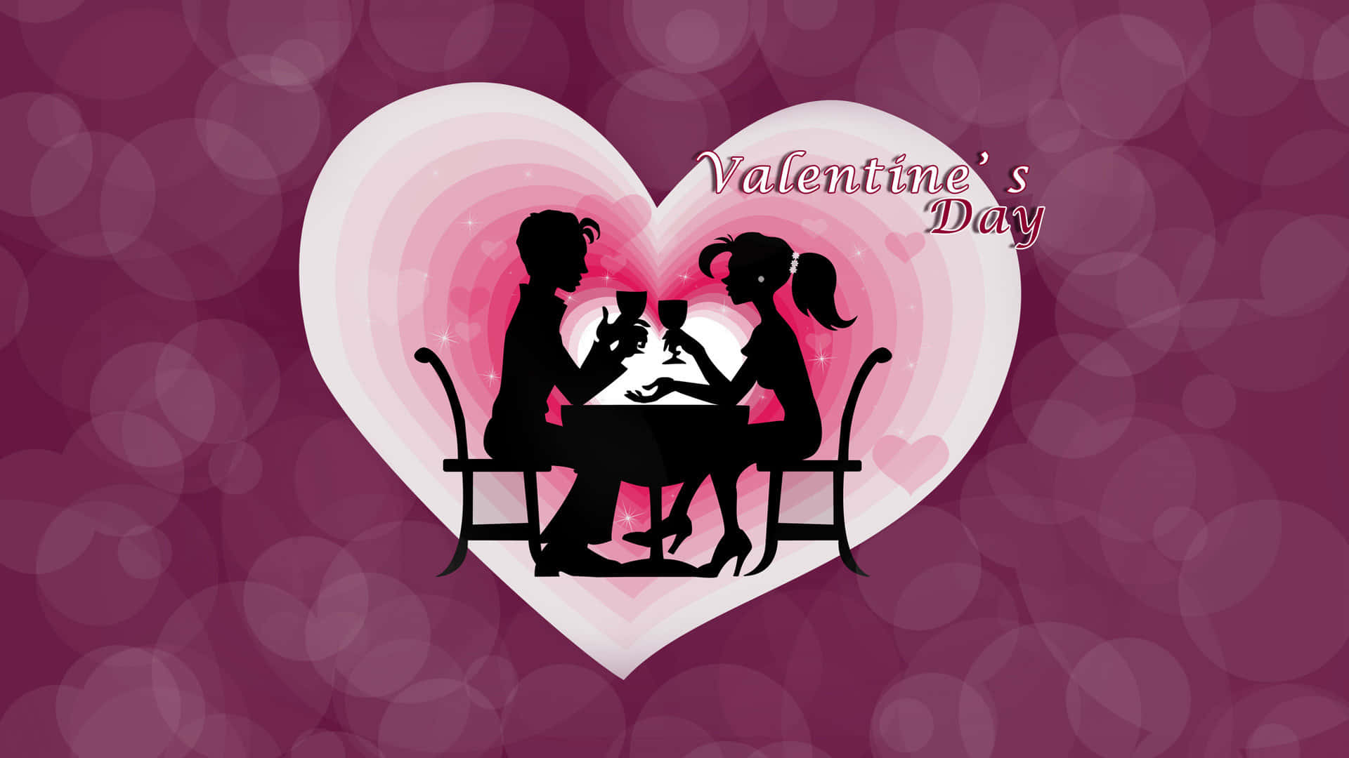 Cute Happy Valentine Day Silhouette Cartoon Background