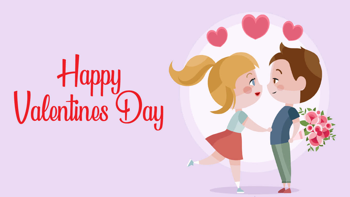 Cute Happy Valentine Day Vector Cartoon Background