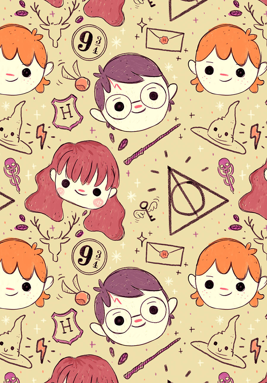 Cute Harry Potter Character Pattern Background