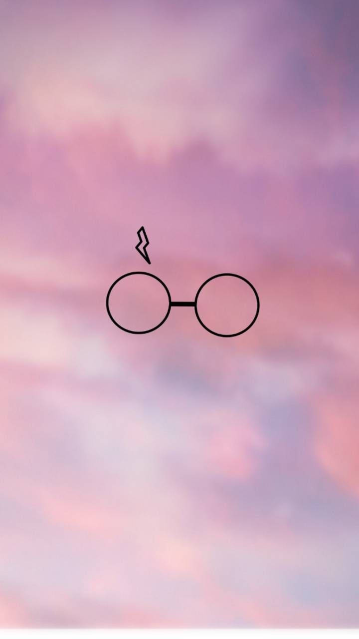 Cute Harry Potter Glasses Pink Clouds Background