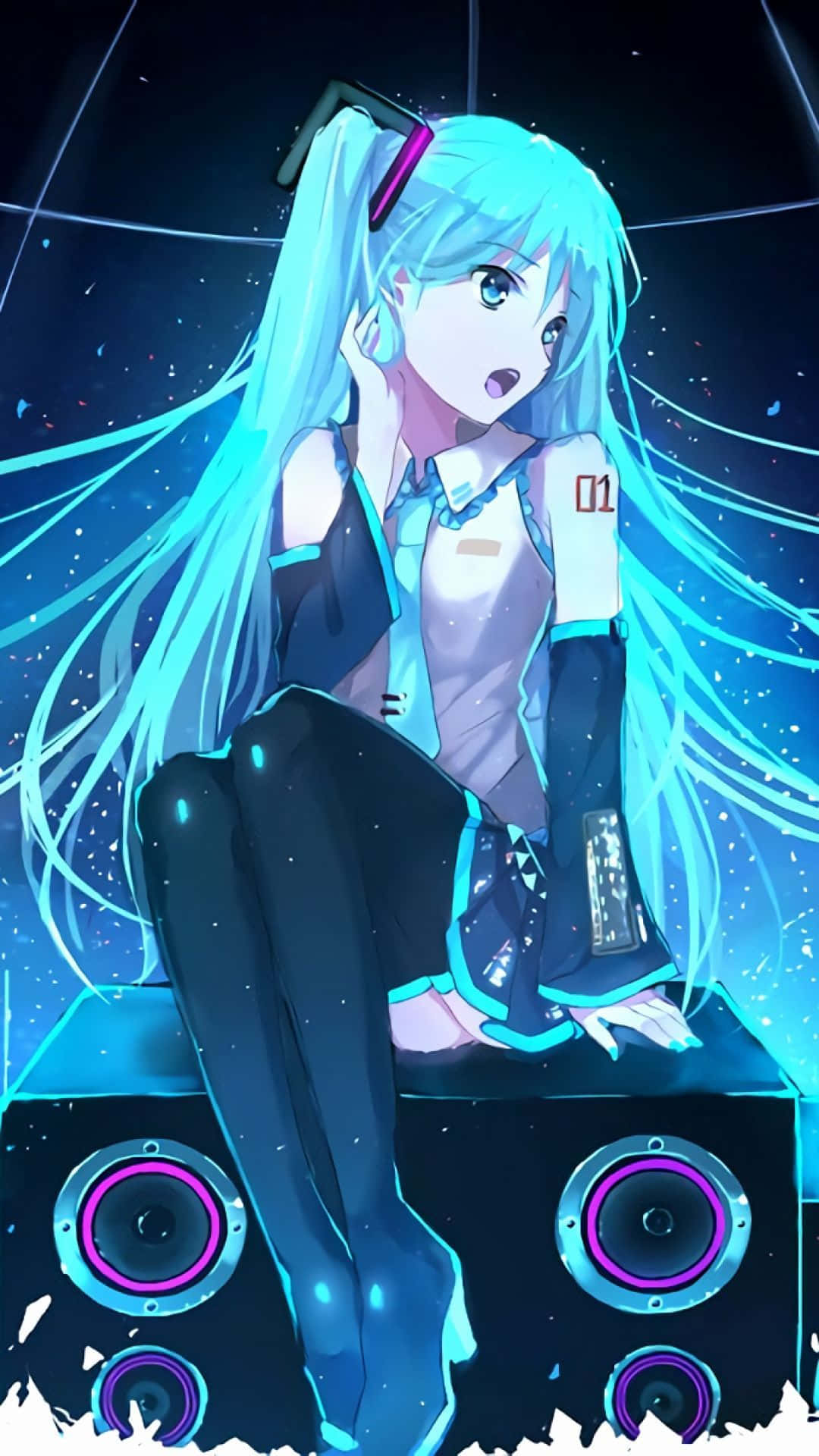 Cute Hatsune Miku Speakers Phone Background