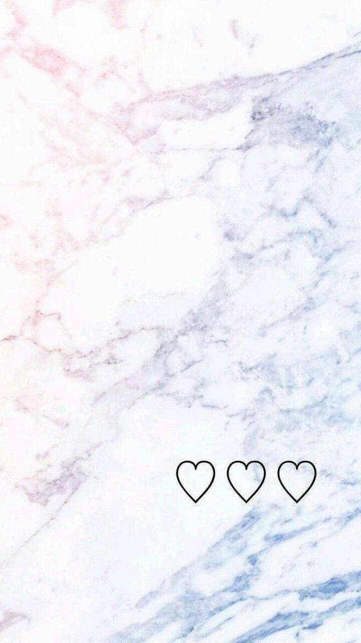 Cute Heart Drawings On White Marble Background