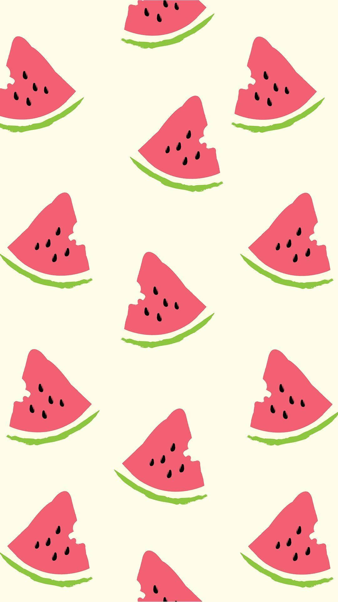 Cute Heart Shaped Watermelon Slices Background