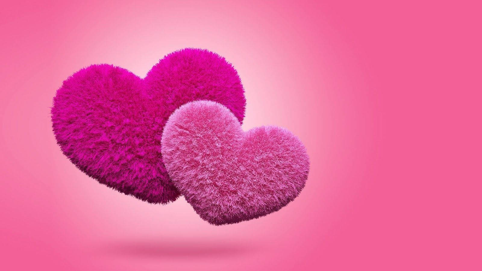 Cute Heart With Fur Pink Aesthetic