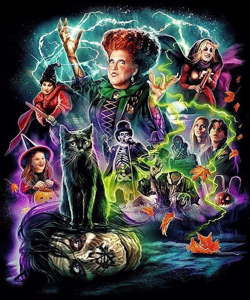 Cute Hocus Pocus Poster Characters Background