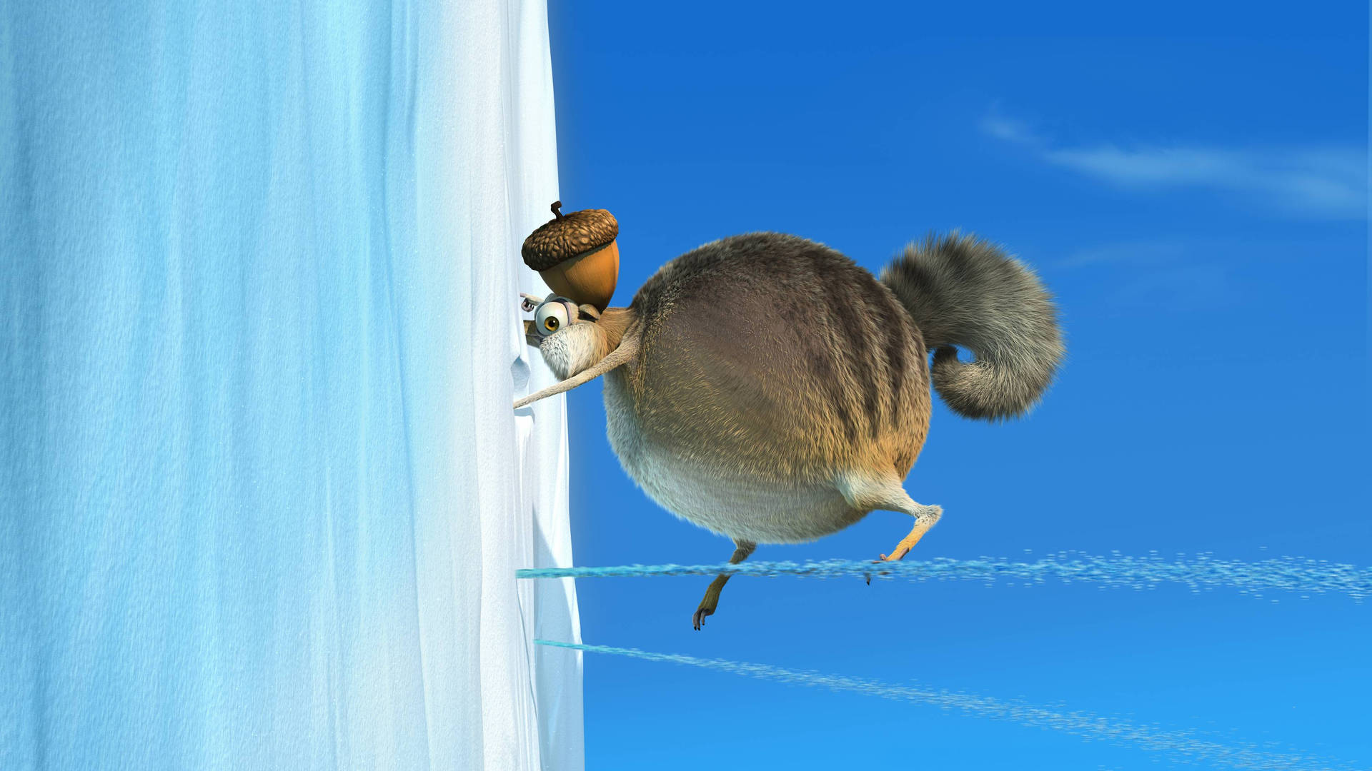 Cute Ice Age Scrat Pulling Up Background