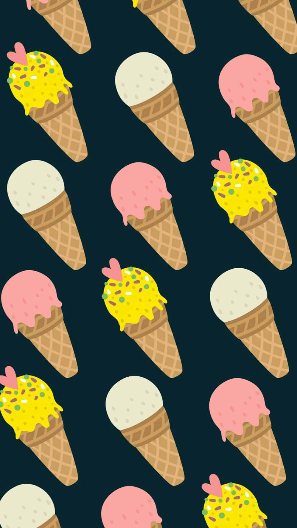 Cute Ice Cream On Dark Black Background