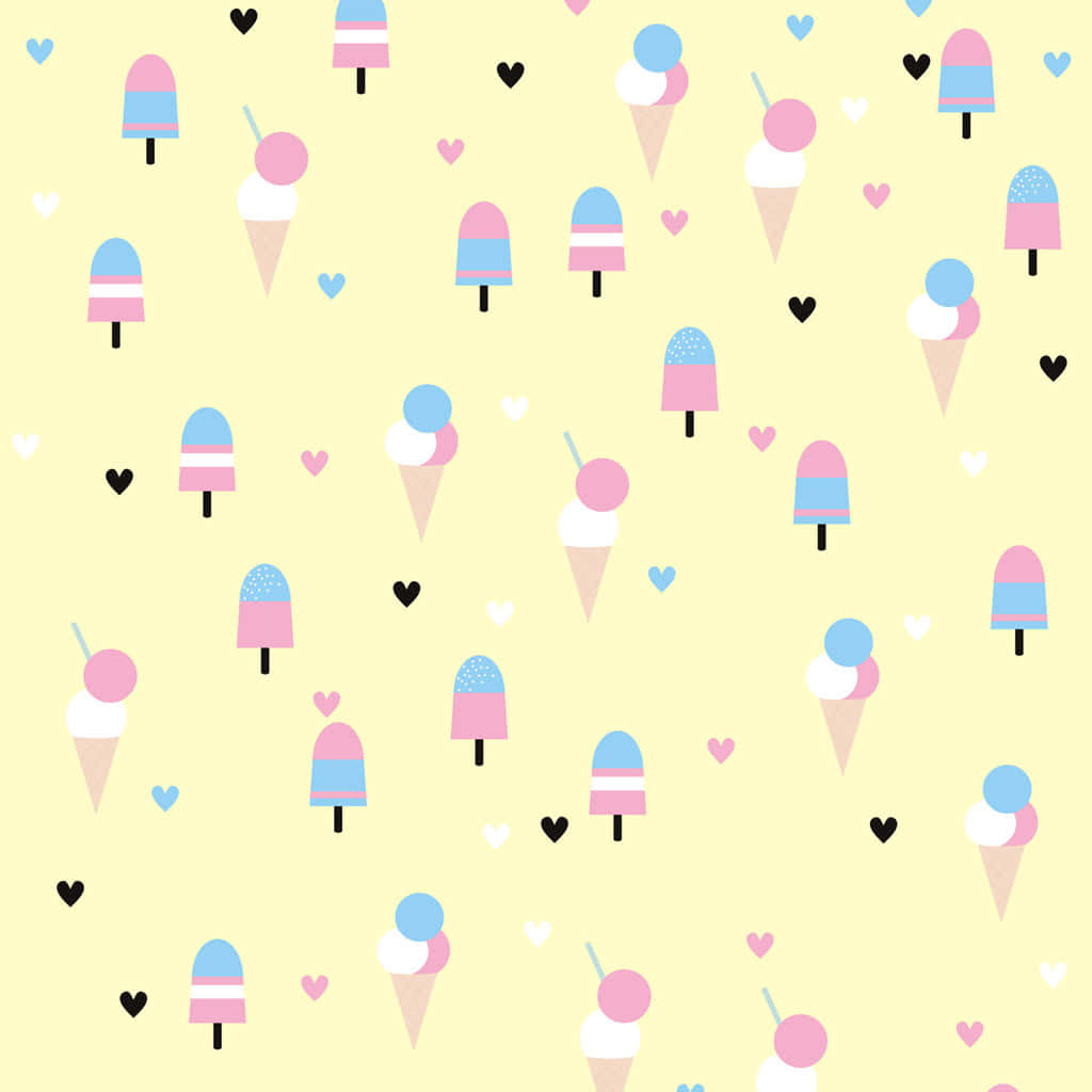 Cute Ice Cream On Pastel Yellow Background