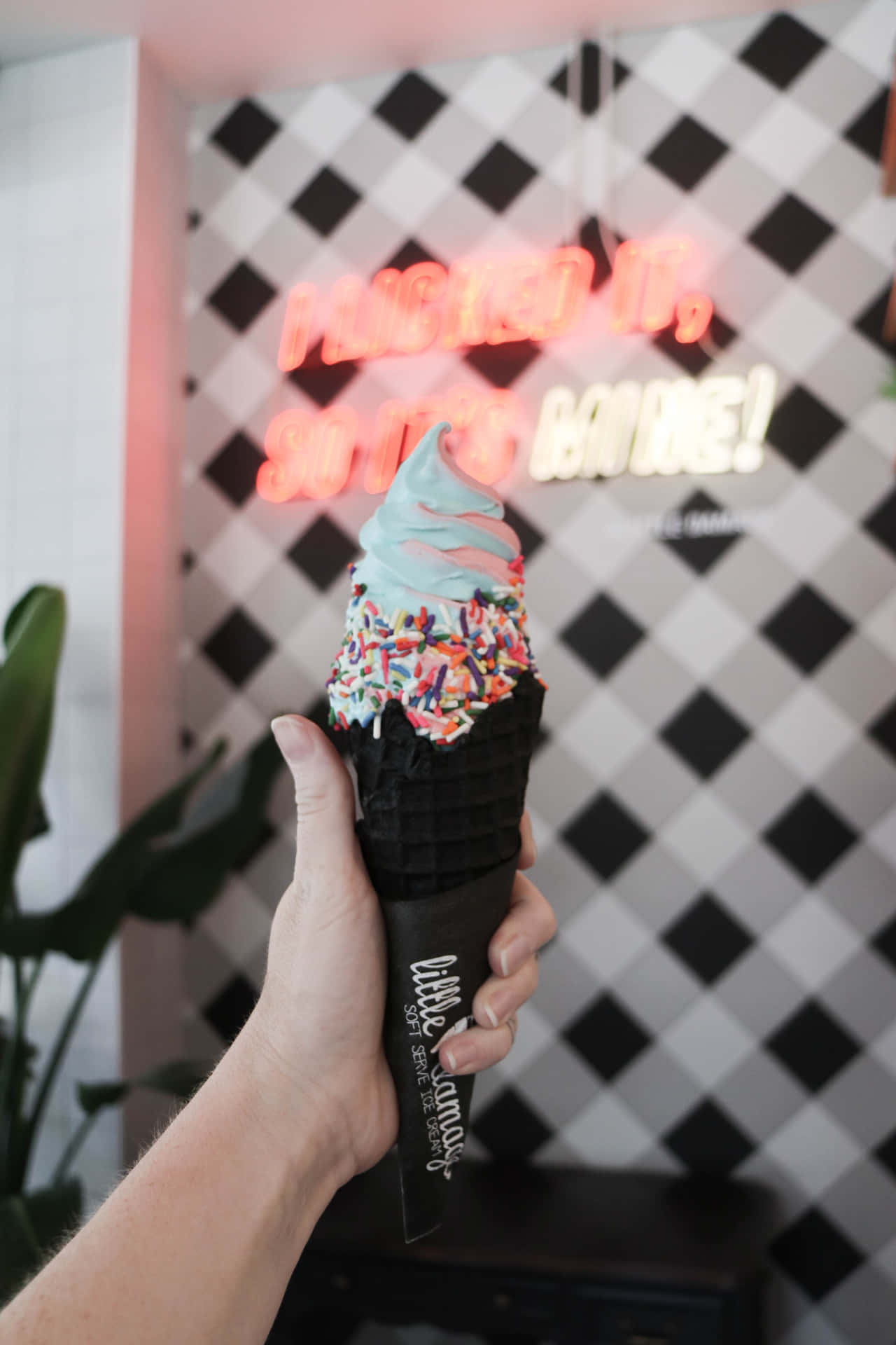 Cute Ice Cream With Black Cone