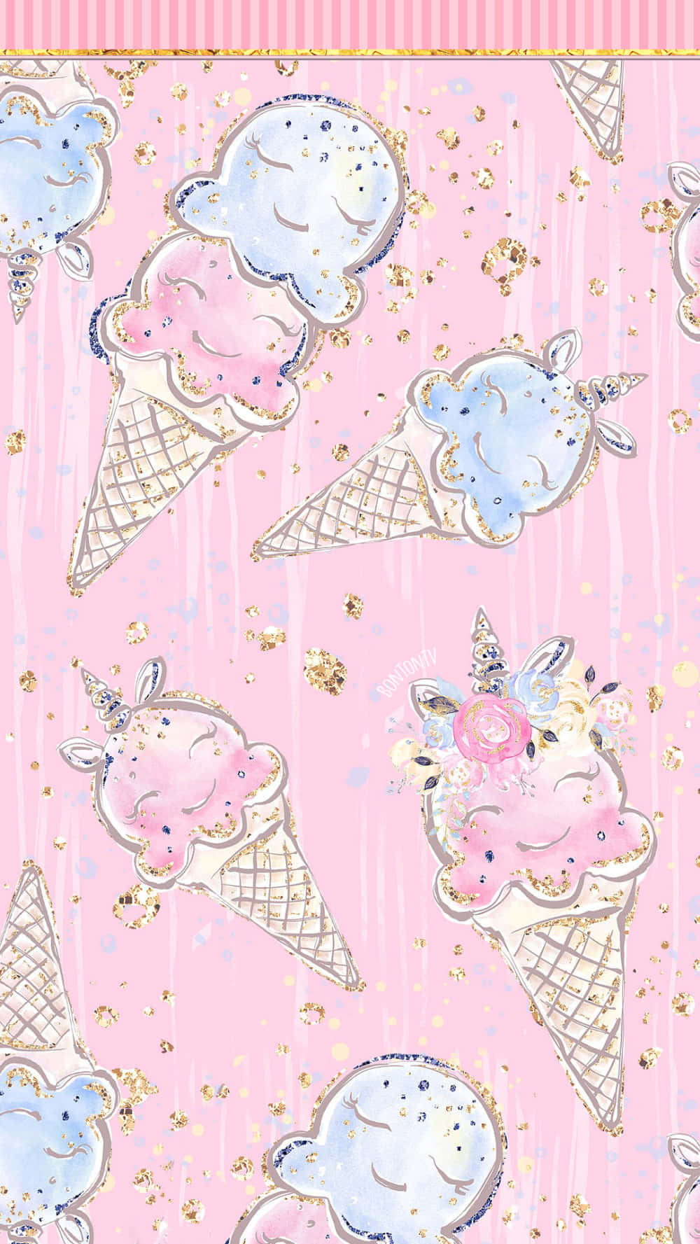 Cute Ice Cream With Unicorn Design