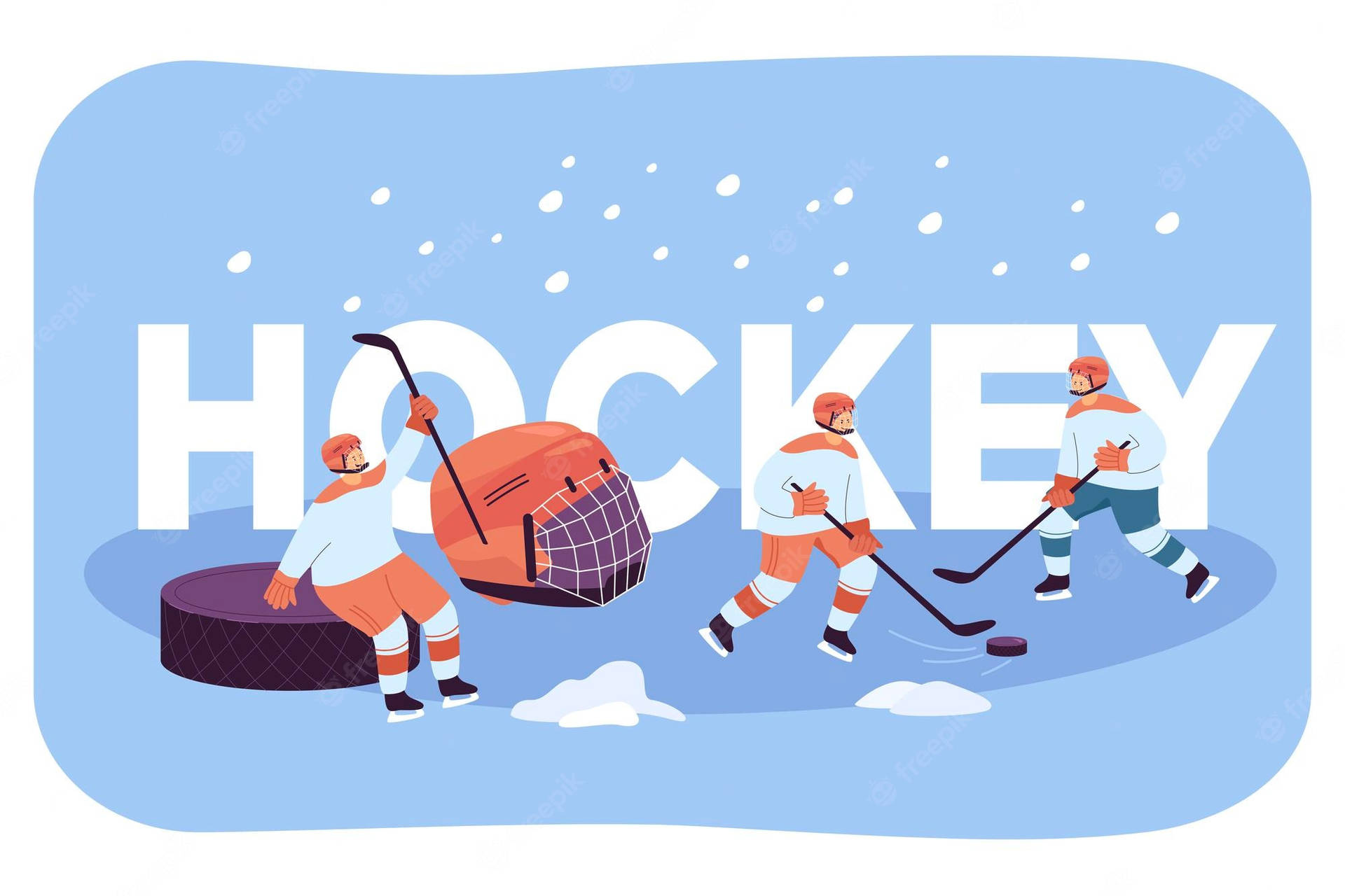 Cute Ice Hockey Sports Digital Art Background