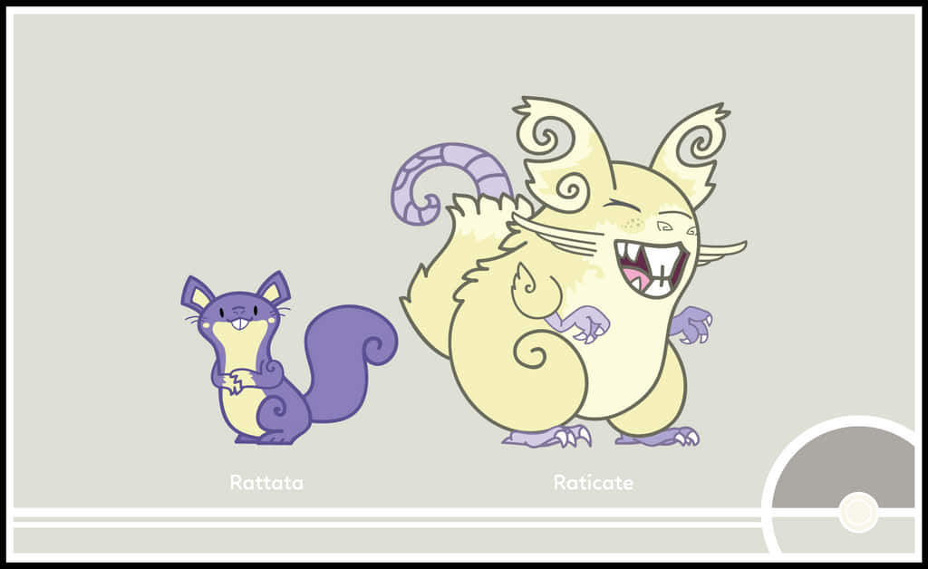 Cute Illustration Of Pokémon Rattata And Raticate Laughing Background