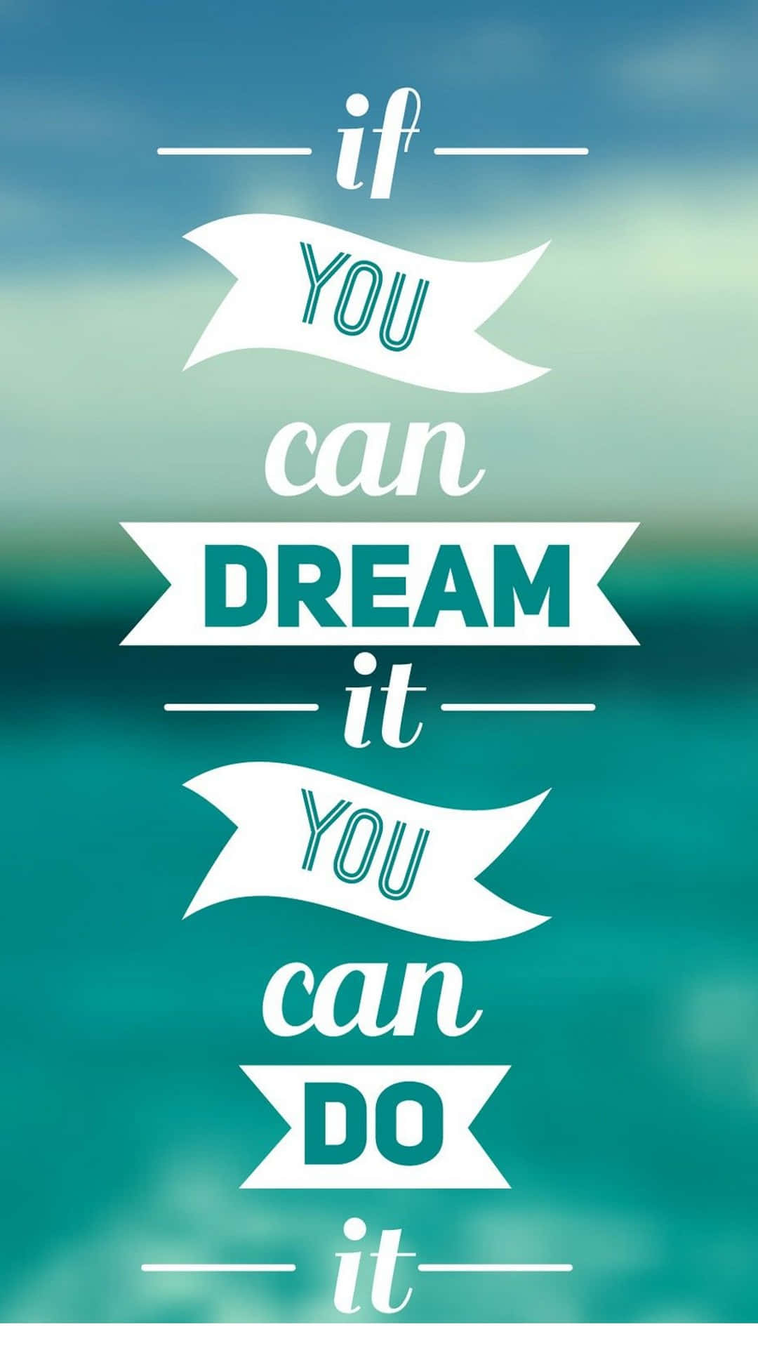 Cute Iphone Teal Dream Quote Typography Background