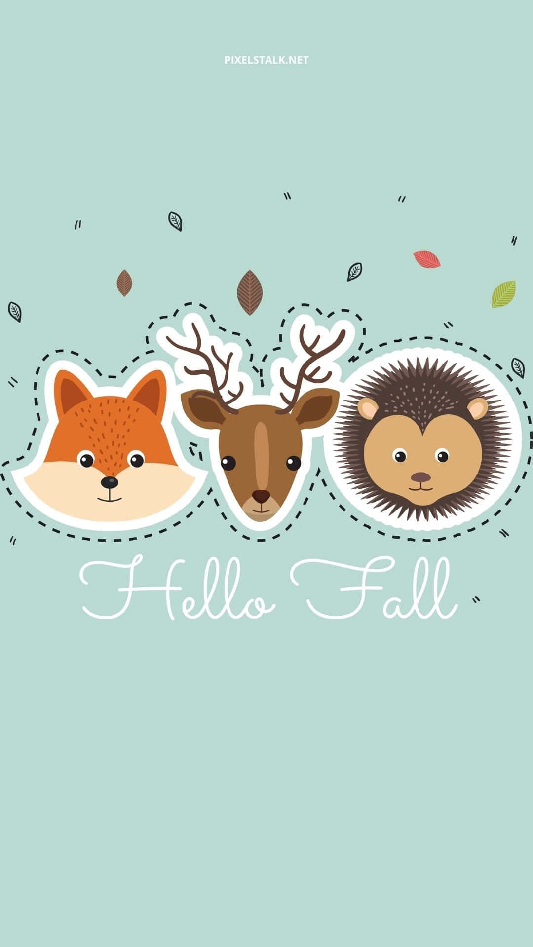 Cute Iphone Teal Fall Season Animals Vector Art Background