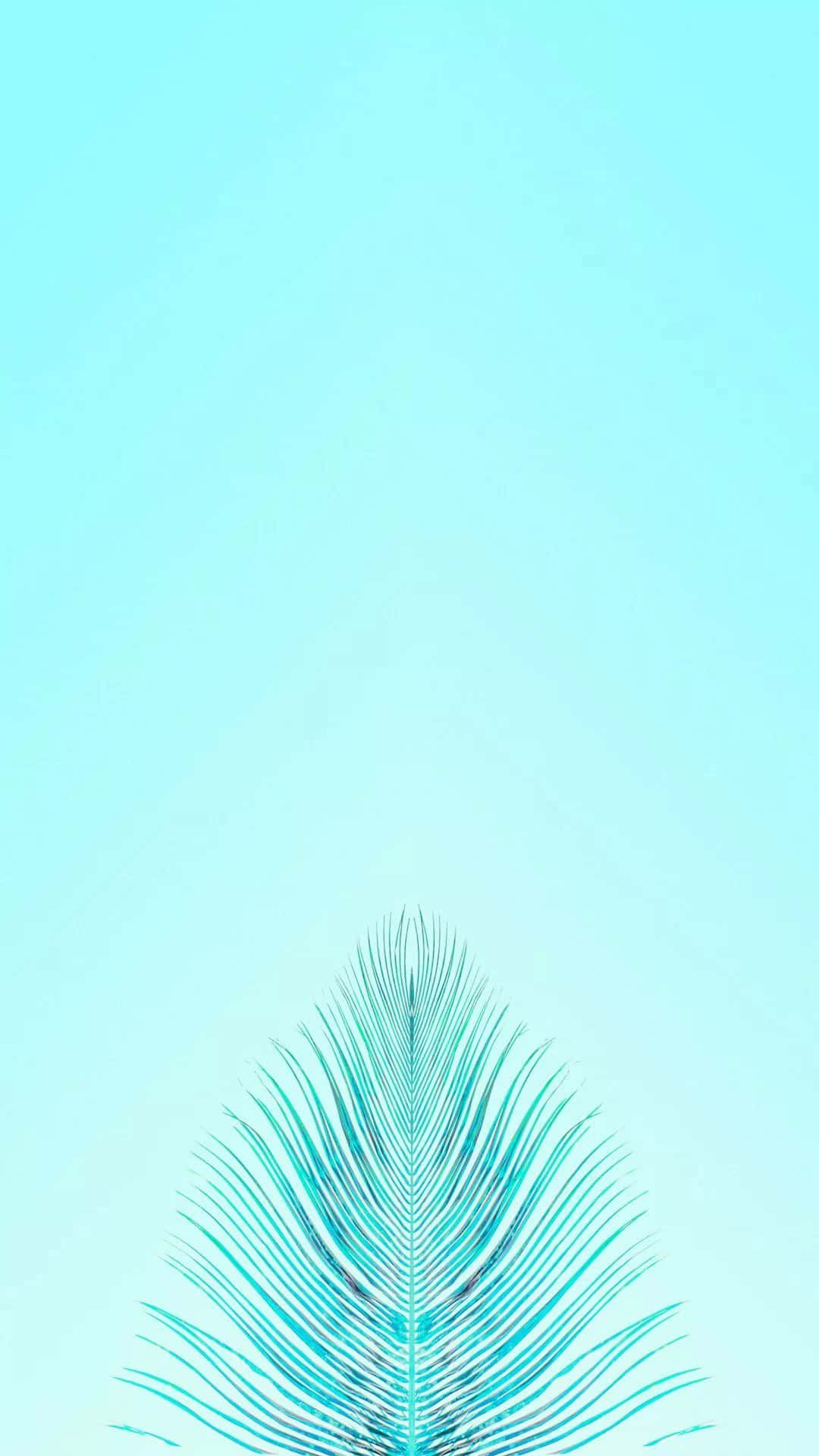 Cute Iphone Teal Feather With Thin Strands Background