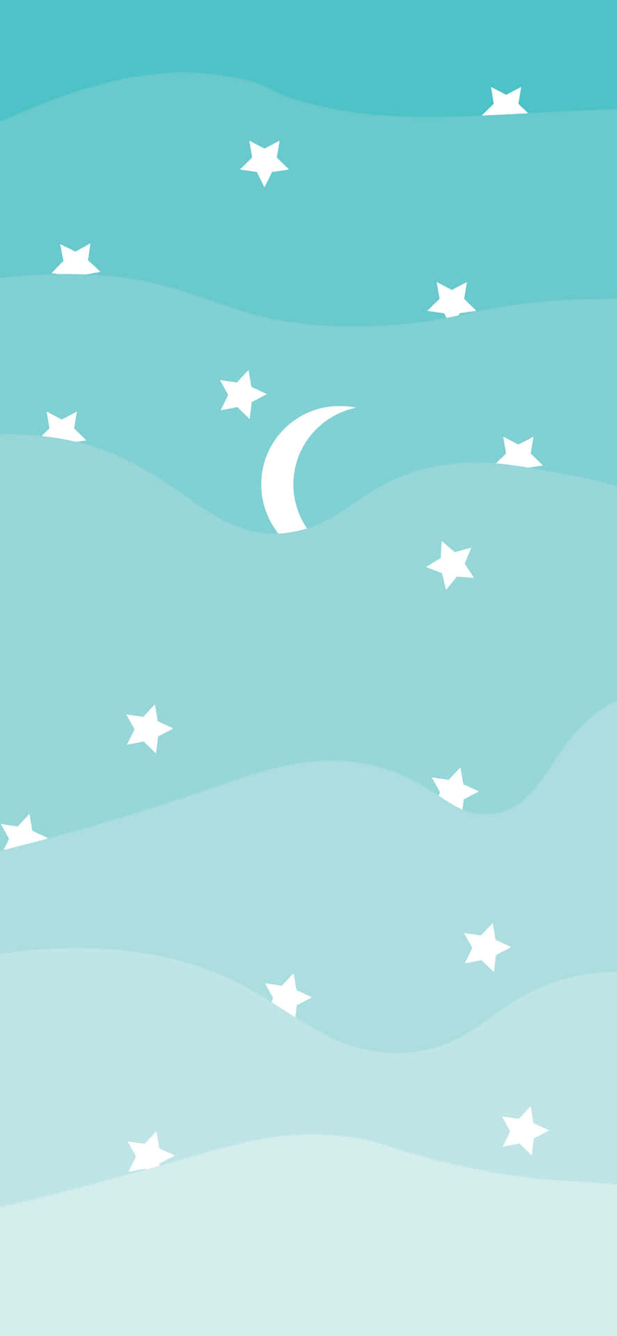 Cute Iphone Teal Sky With Moon Vector Art Background