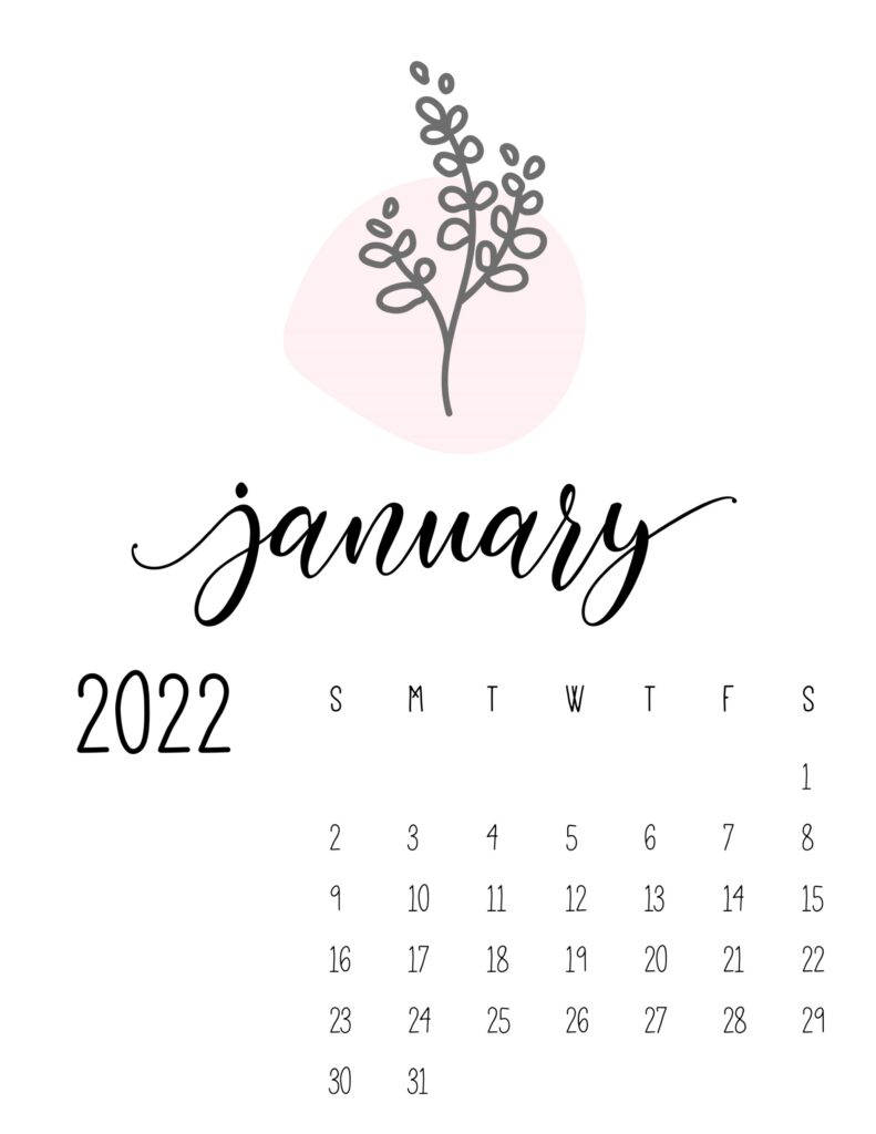 Cute January 2022 Calendar Background