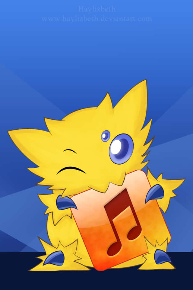 Cute Joltik Blue Background Background