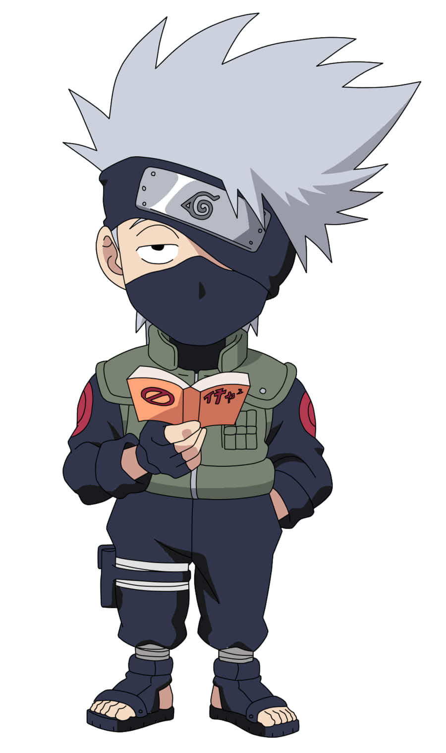Cute Kakashi Hatake Reading Icha Icha Chibi Background