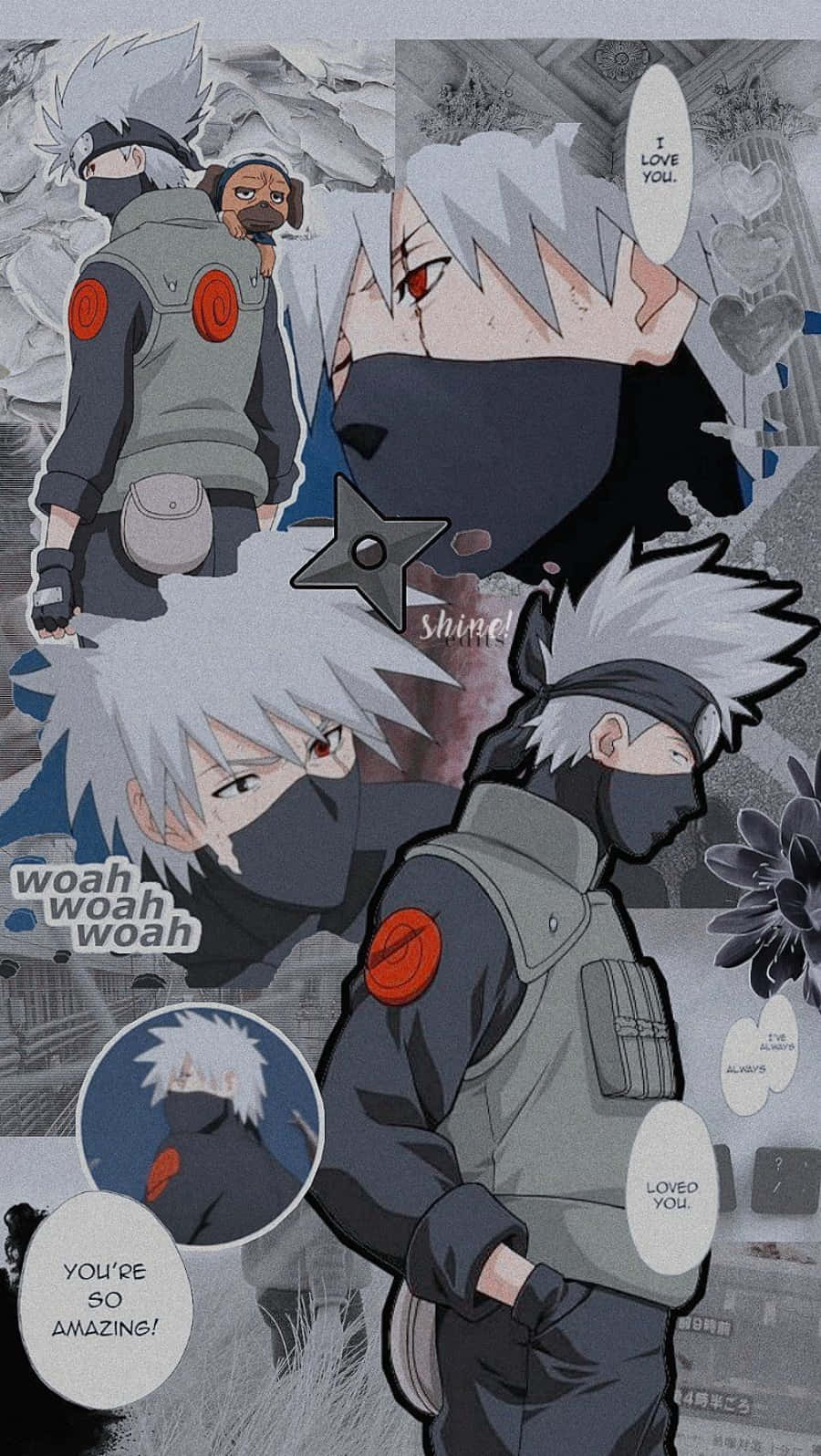 Cute Kakashi Naruto Anime Character Collage Background