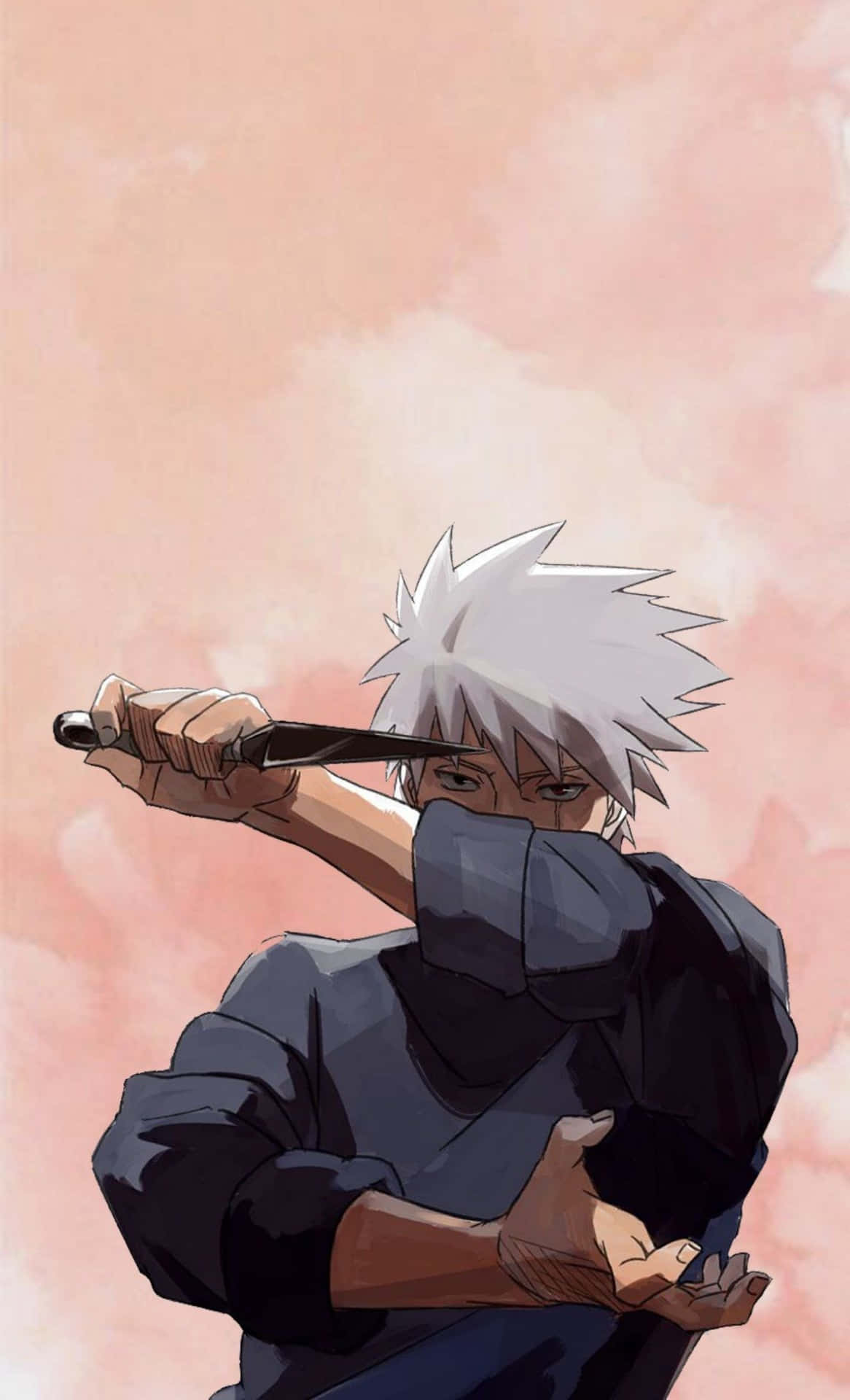 Cute Kakashi With A Kunai Knife Background