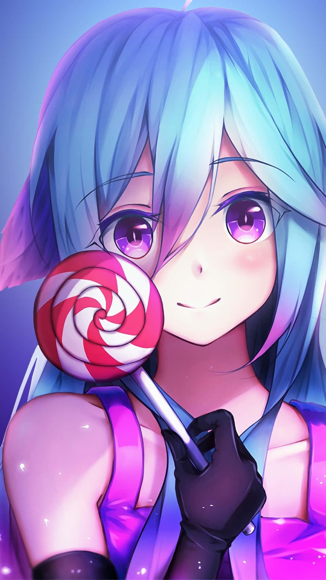Cute Kawaii Anime Girl With Lollipop Background