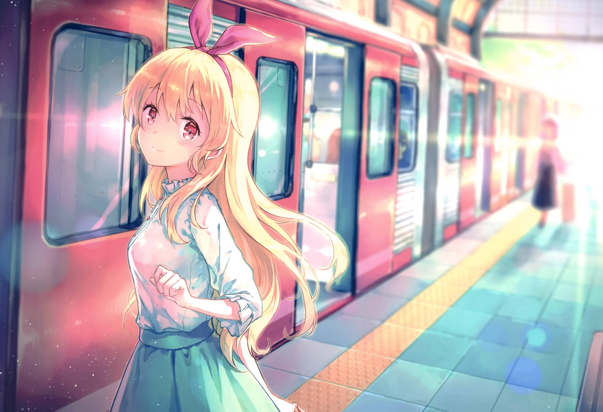 Cute Kawaii Anime Train Station Background