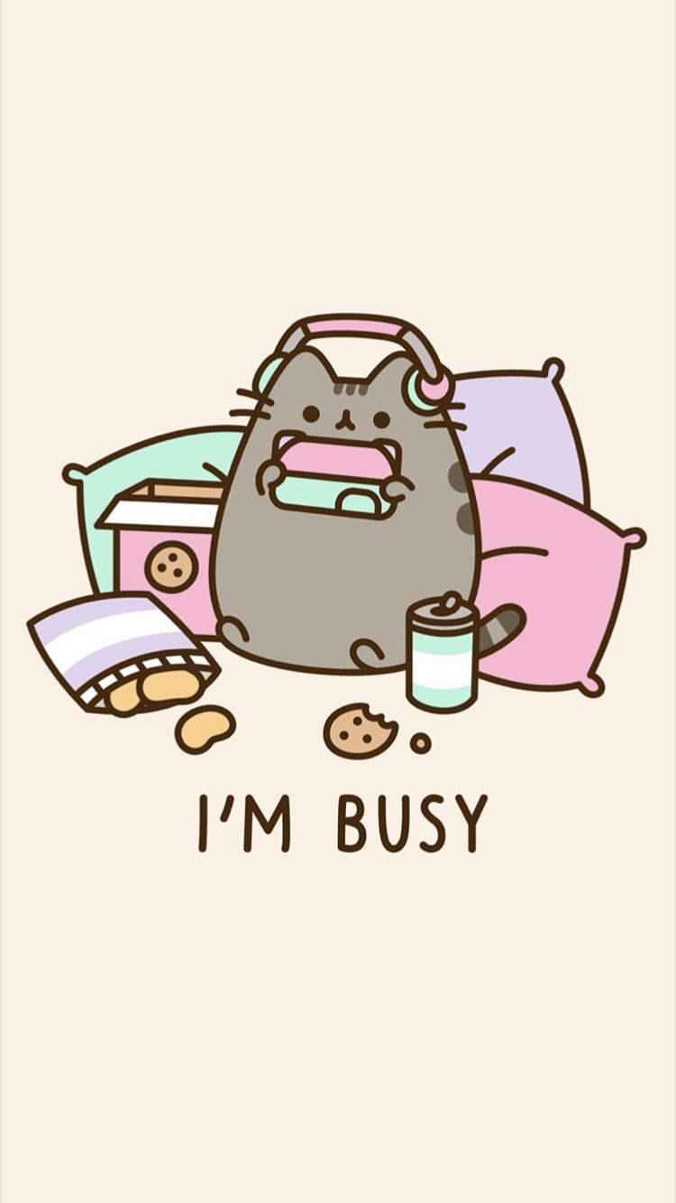 Cute Kawaii Cat Busy Background