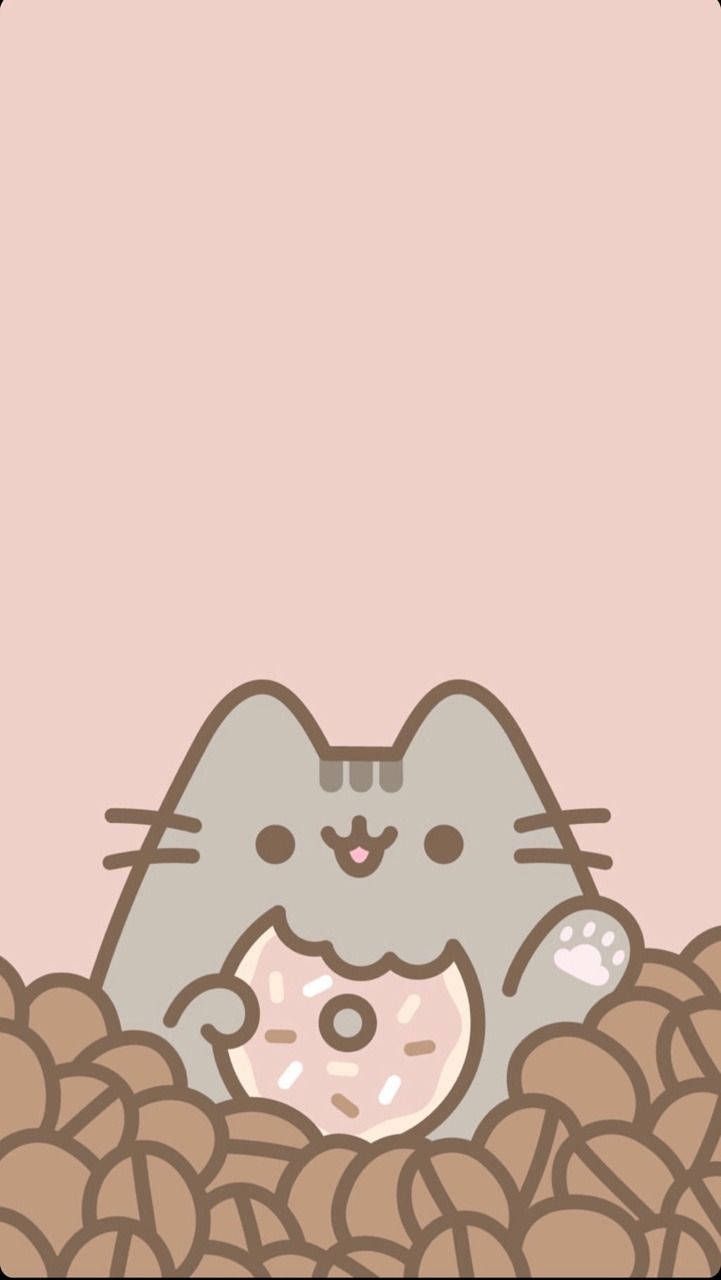 Cute Kawaii Cat Donut Background