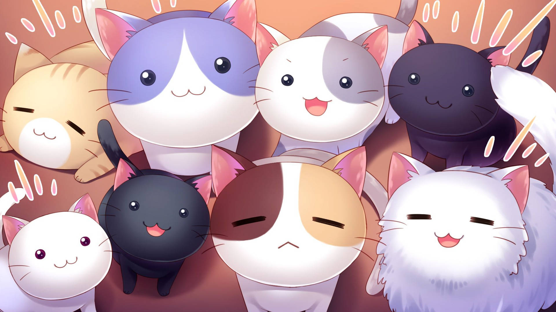 Cute Kawaii Cat Group Background