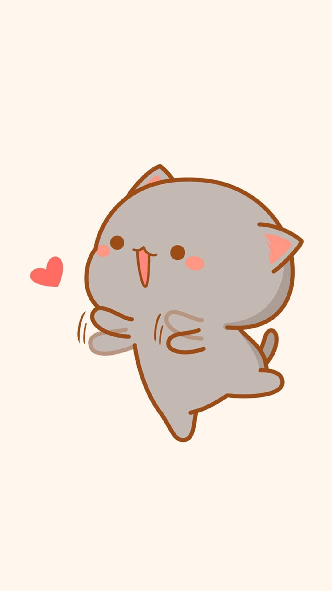 Cute Kawaii Cat Heart Background