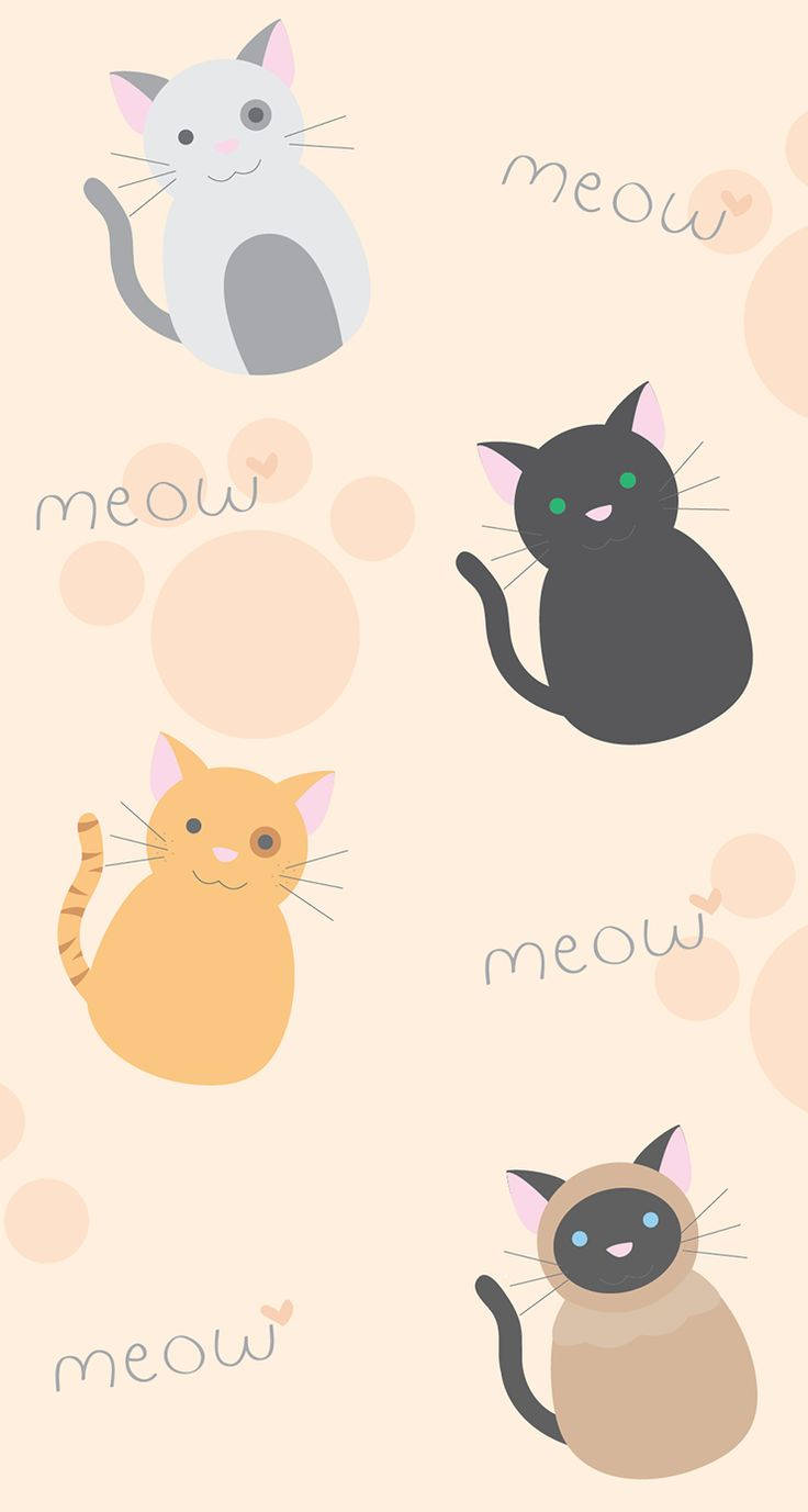 Cute Kawaii Cat Meow Background