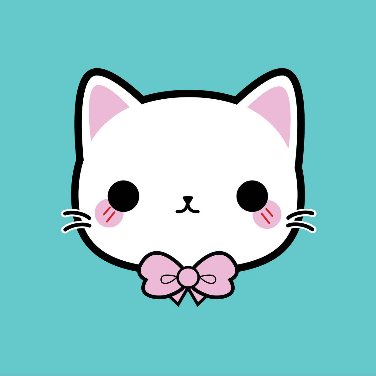 Cute Kawaii Cat Pink Bow Background