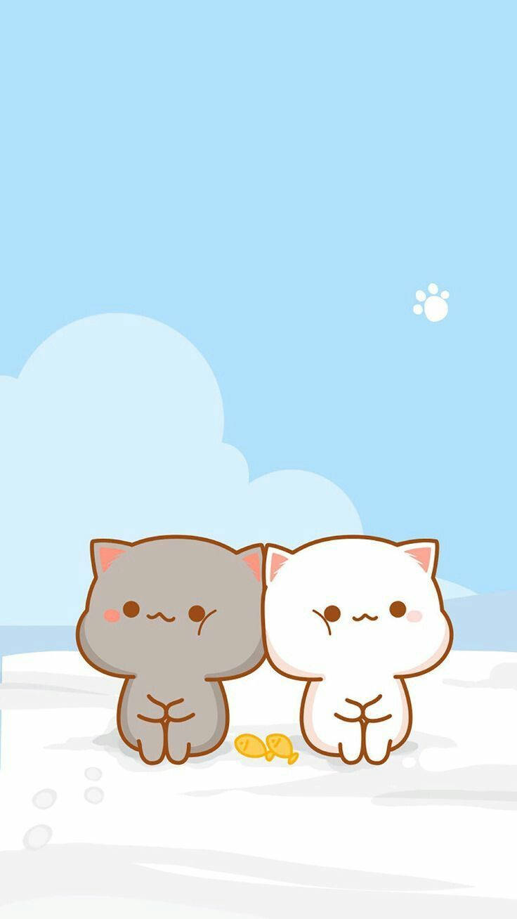 Cute Kawaii Cat Sitting Background