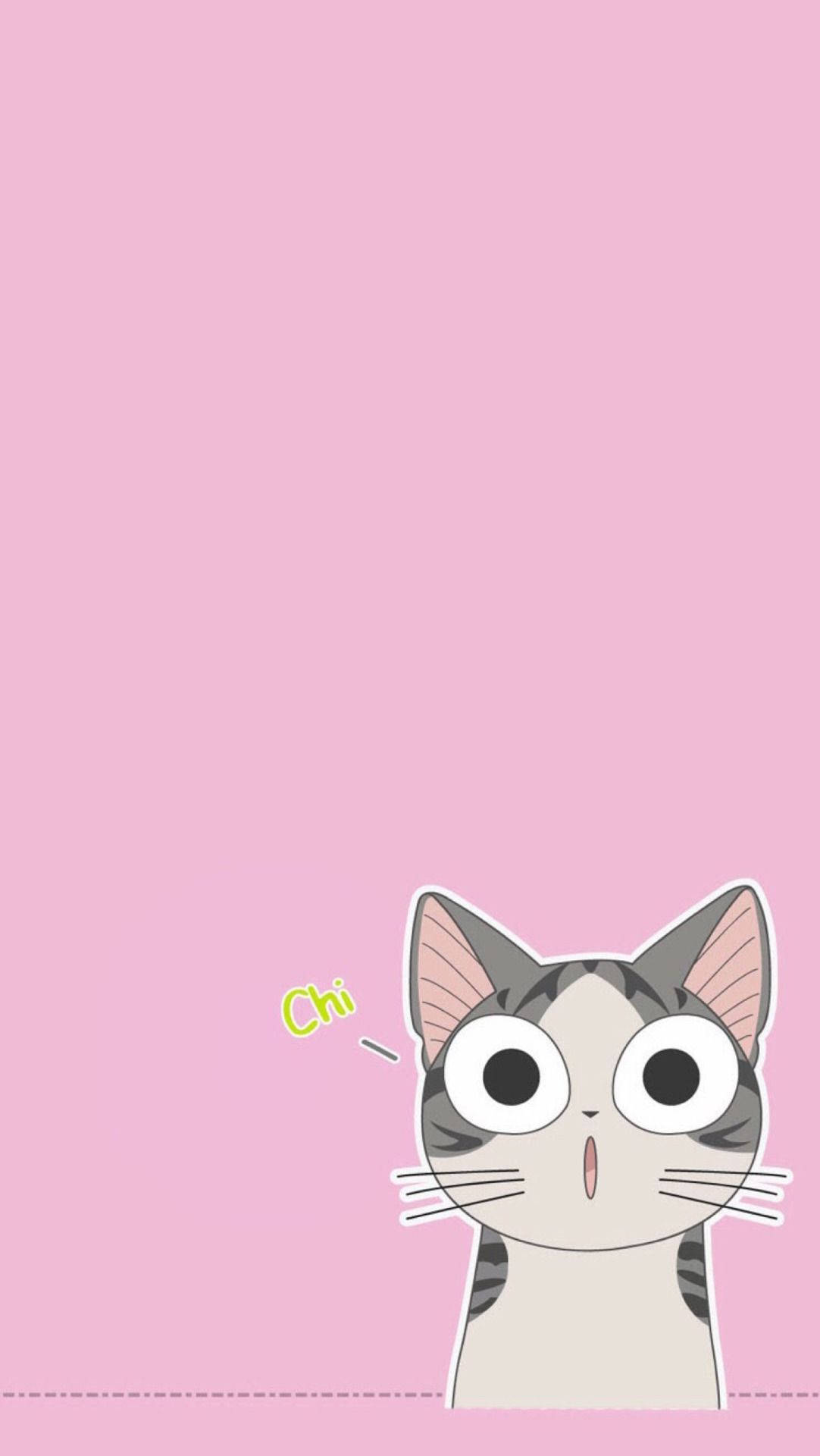 Cute Kawaii Cat Surprised Background